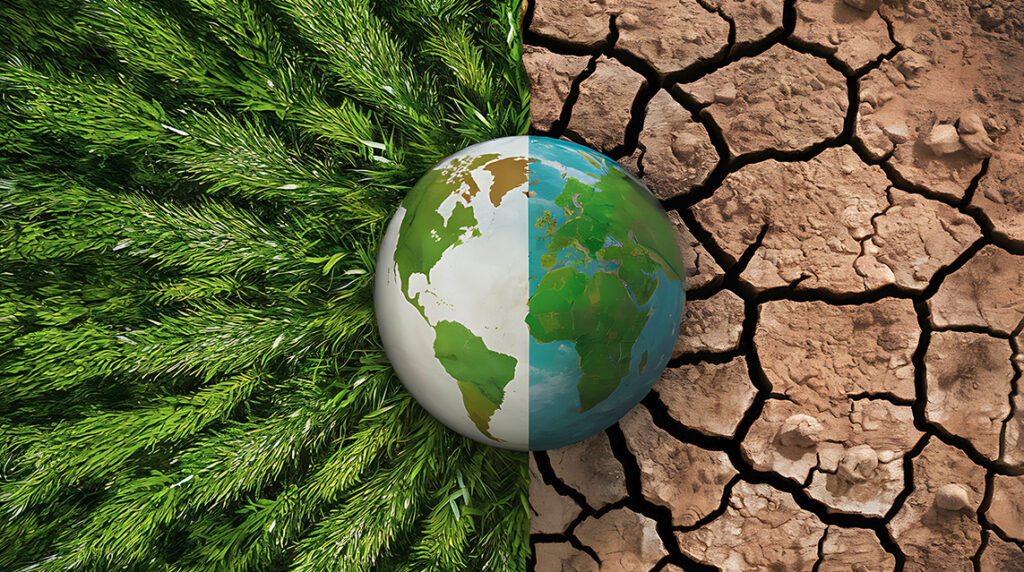 Concept of earth in good health and also in poor health.